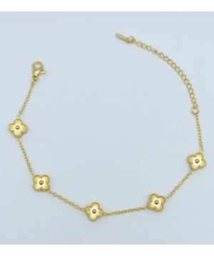 Çelik Altın Kaplama Yonca Kolye 