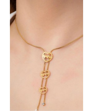 3 lü Kalpli Uzun Gold Kolye