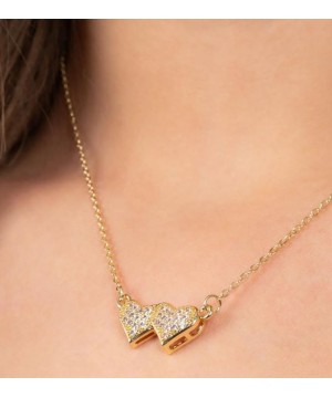 İnci Taşlı Kalpli Gold Kolya 